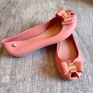 MELISSA Women’s Ultragirl Triple Bow Flats Pumps, Blush Size 9